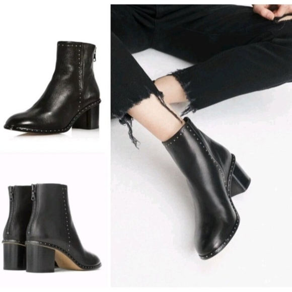 Rag & Bone Willow Stud Leather Boots In Black Size EU 41/US 10 - Picture 2 of 16